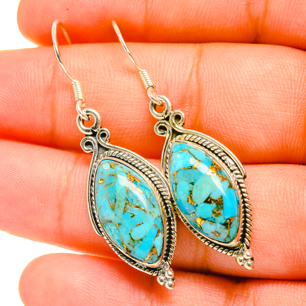 Blue Copper Composite Turquoise Earrings handcrafted by Anasilvercos - EARR419137