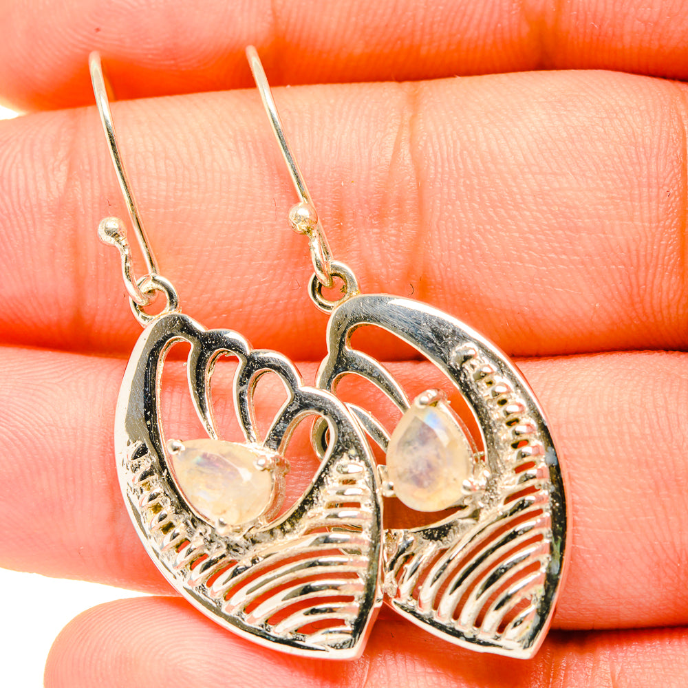 Rainbow Moonstone Earrings handcrafted by Anasilvercos - EARR419140