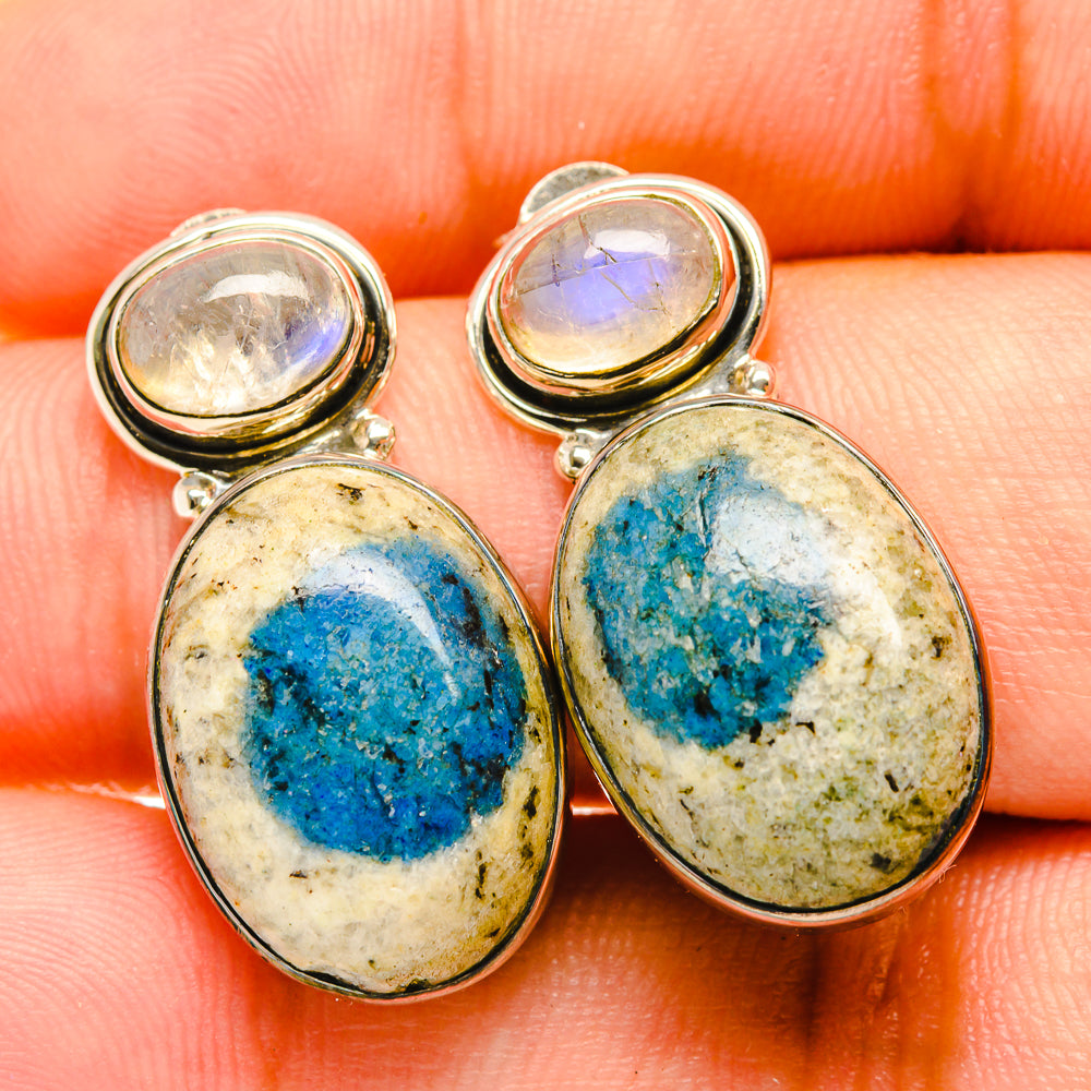 K2 Blue Azurite Earrings handcrafted by Anasilvercos - EARR419151