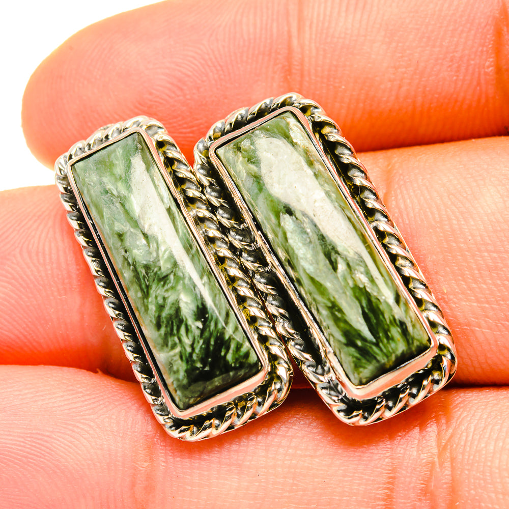 Seraphinite Earrings handcrafted by Anasilvercos - EARR419155