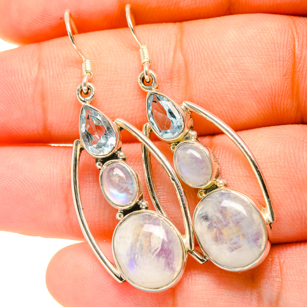 Rainbow Moonstone Earrings handcrafted by Anasilvercos - EARR419157