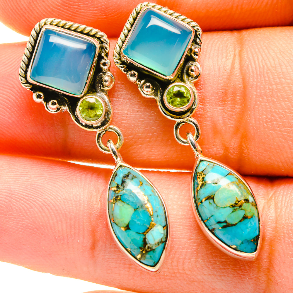 Blue Copper Composite Turquoise Earrings handcrafted by Anasilvercos - EARR419176