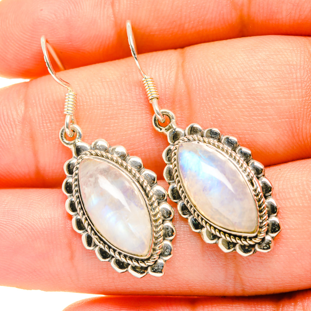Rainbow Moonstone Earrings handcrafted by Anasilvercos - EARR419184