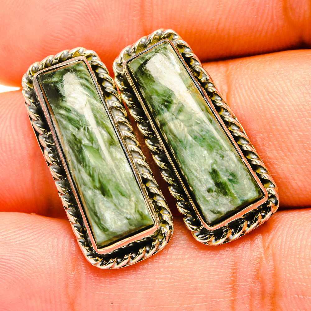 Seraphinite Earrings handcrafted by Anasilvercos - EARR419204