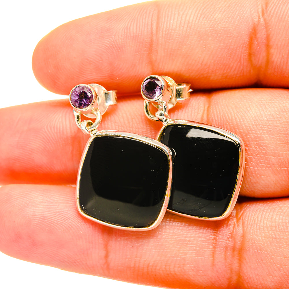 Black Onyx Earrings handcrafted by Anasilvercos - EARR419206