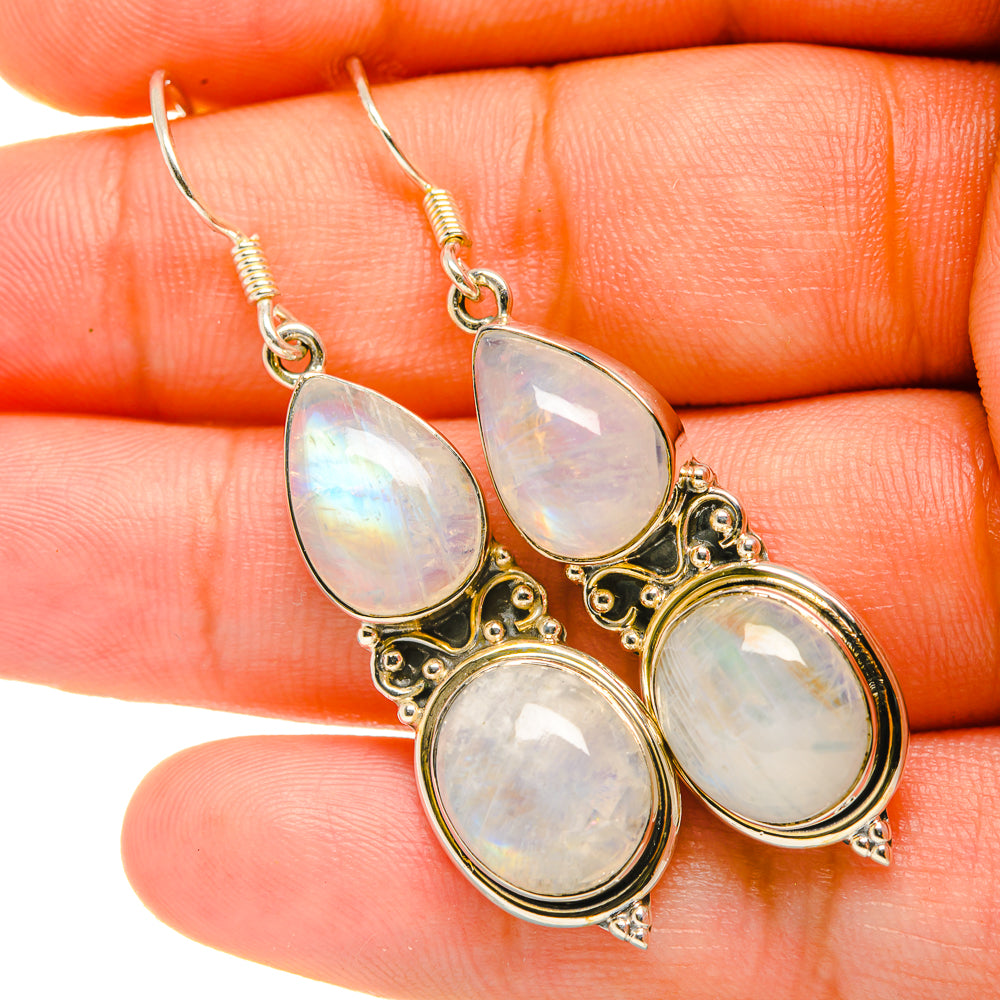 Rainbow Moonstone Earrings handcrafted by Anasilvercos - EARR419211