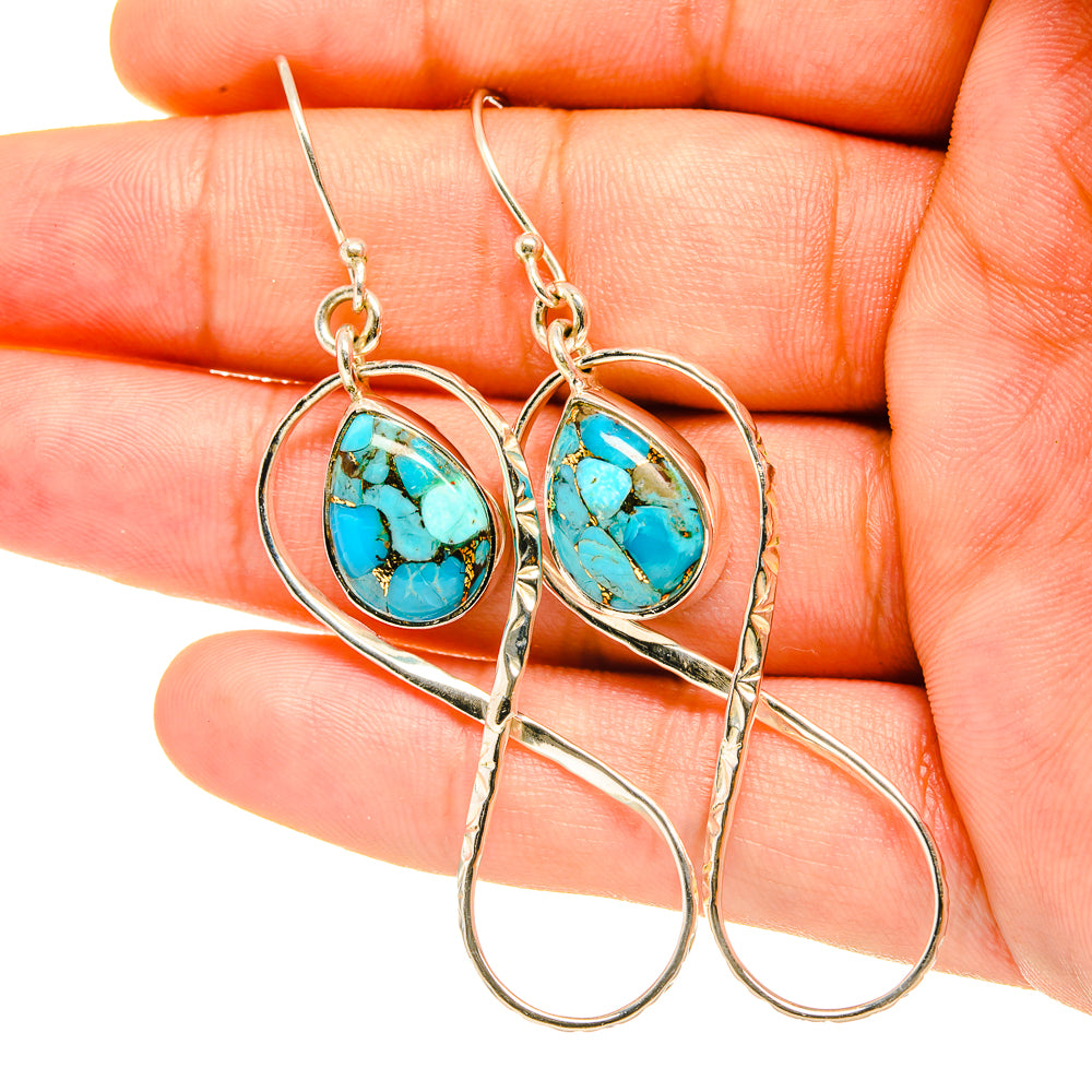 Blue Copper Composite Turquoise Earrings handcrafted by Anasilvercos - EARR419222
