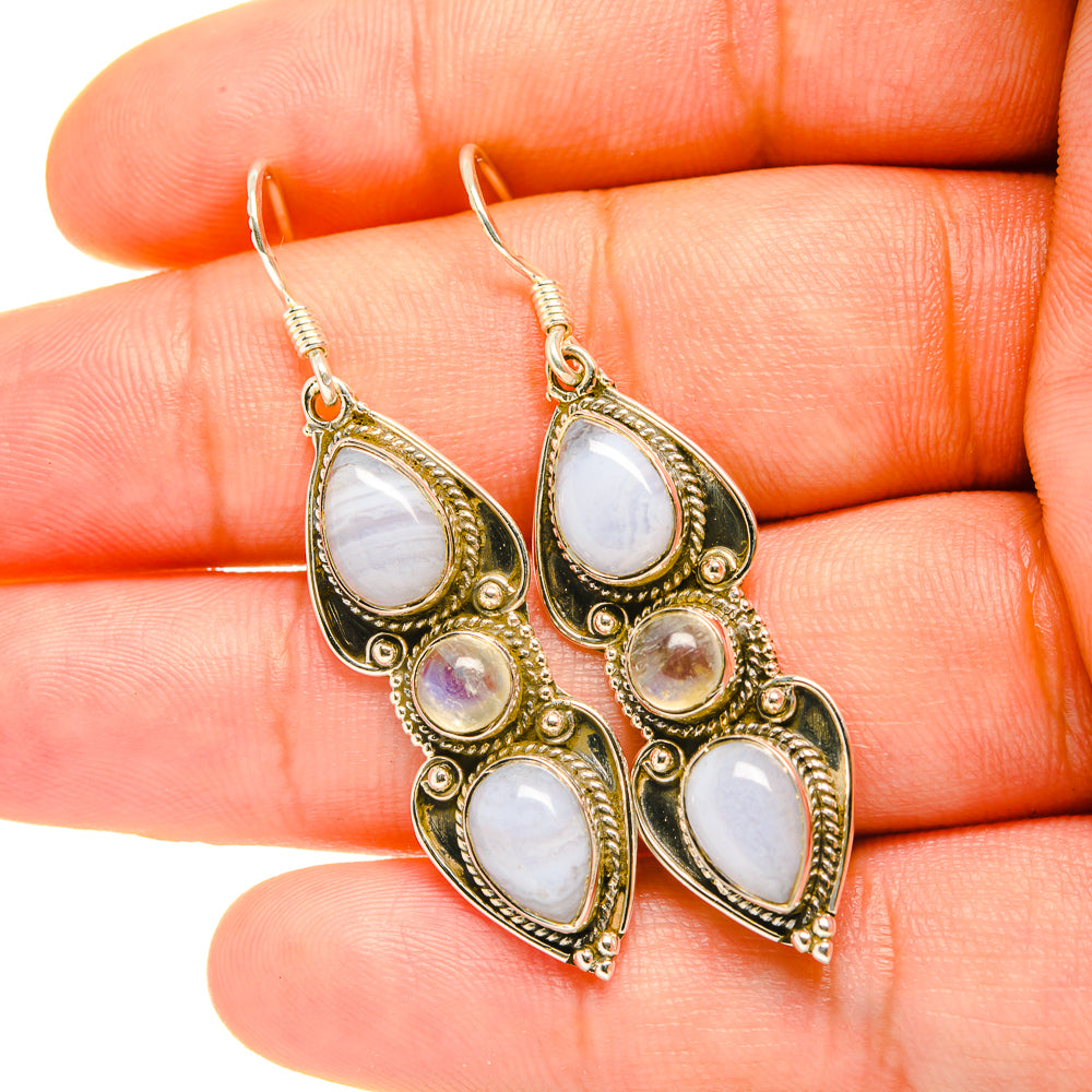 Rainbow Moonstone Earrings handcrafted by Anasilvercos - EARR419232