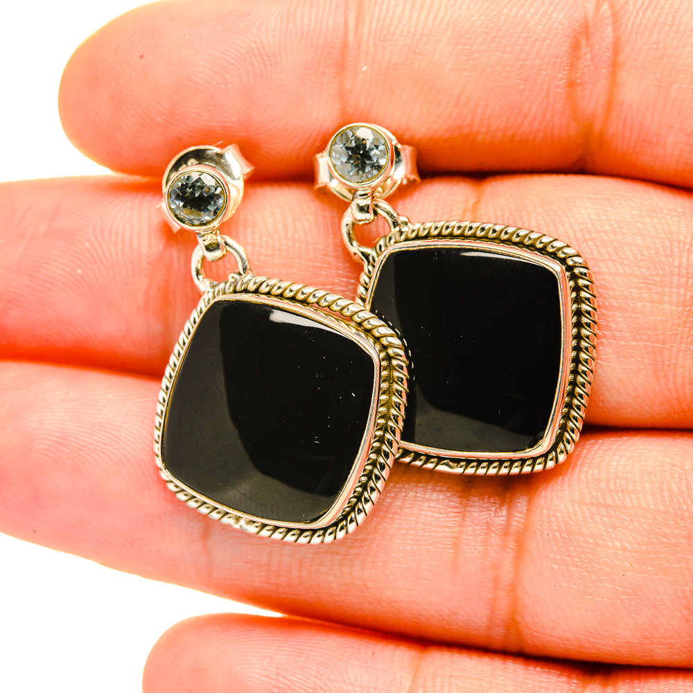Black Onyx Earrings handcrafted by Anasilvercos - EARR419249