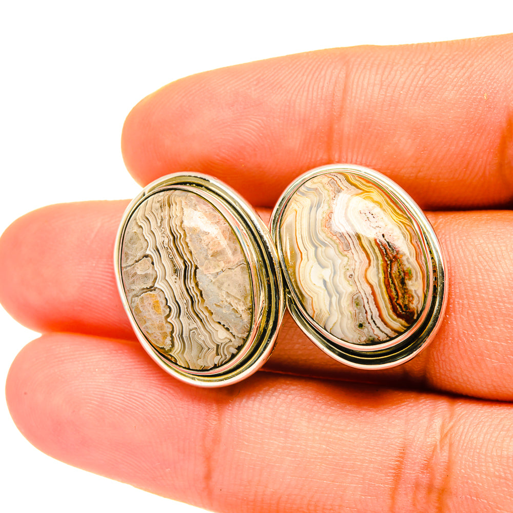 Laguna Lace Agate Earrings handcrafted by Anasilvercos - EARR419255
