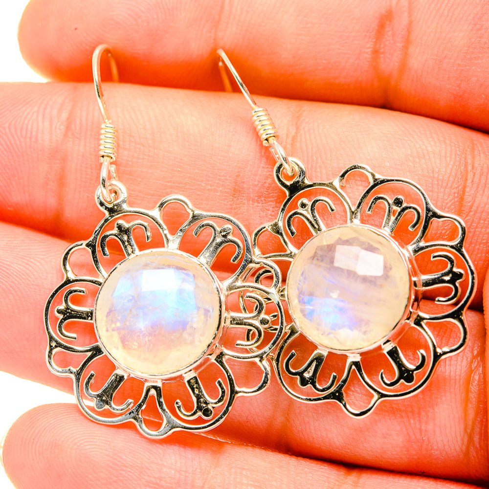 Rainbow Moonstone Earrings handcrafted by Anasilvercos - EARR419271