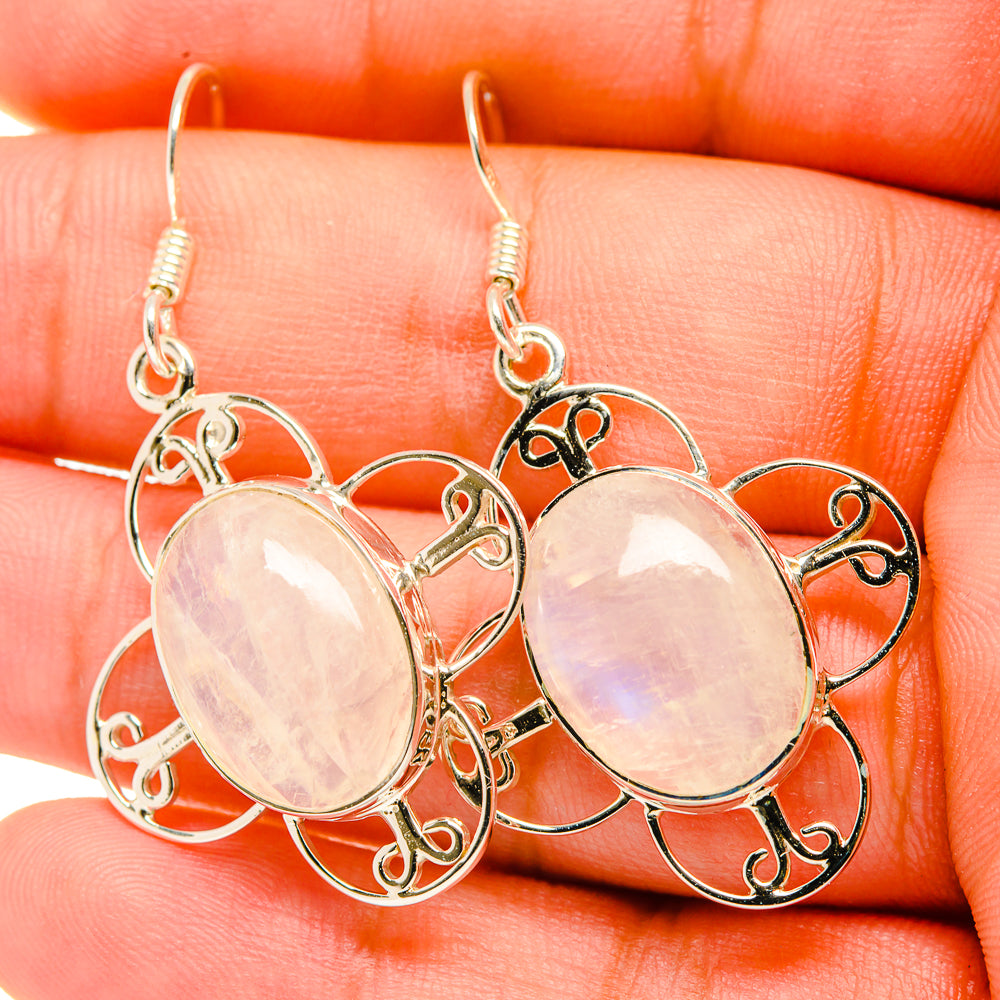 Rainbow Moonstone Earrings handcrafted by Anasilvercos - EARR419272