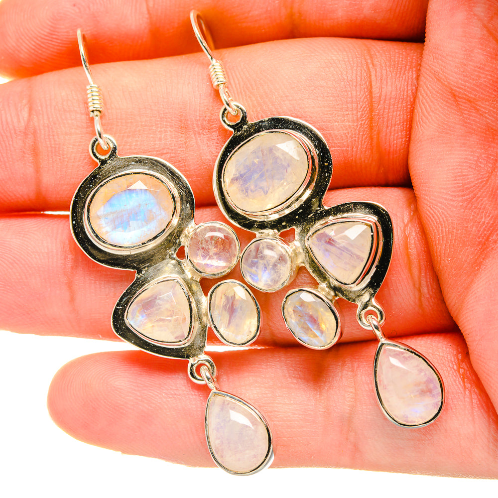 Rainbow Moonstone Earrings handcrafted by Anasilvercos - EARR419276