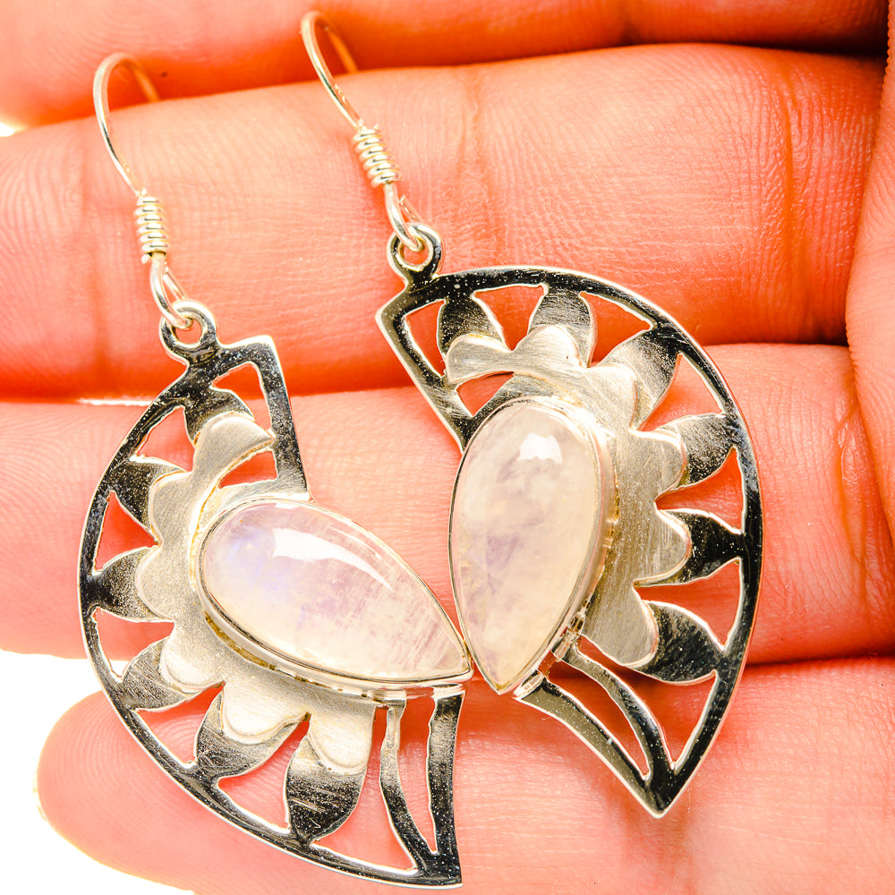 Rainbow Moonstone Earrings handcrafted by Anasilvercos - EARR419282