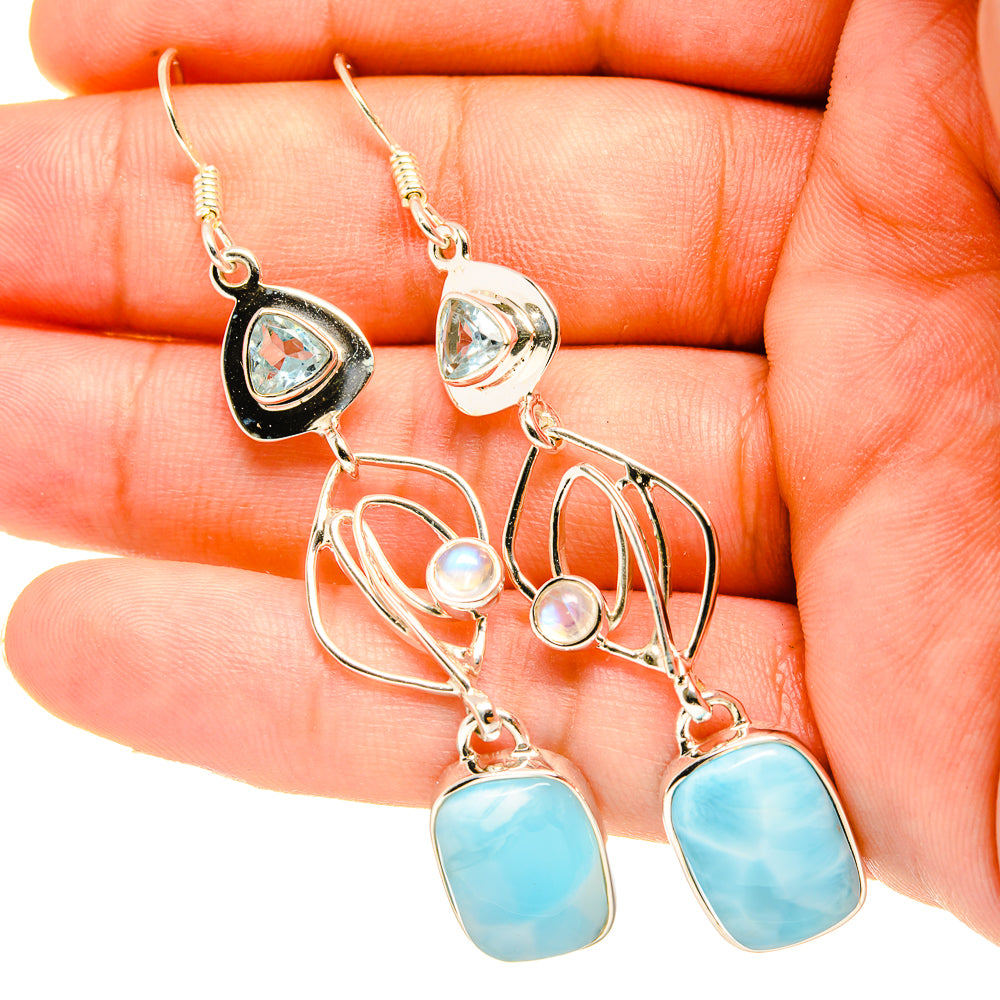 Larimar, Blue Topaz Earrings handcrafted by Anasilvercos - EARR419285