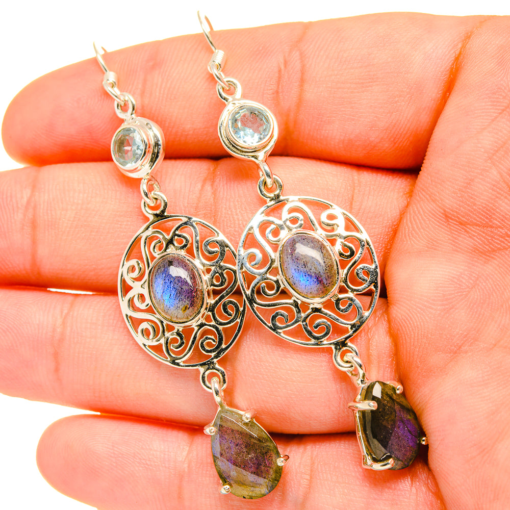 Labradorite, Blue Topaz Earrings handcrafted by Anasilvercos - EARR419288