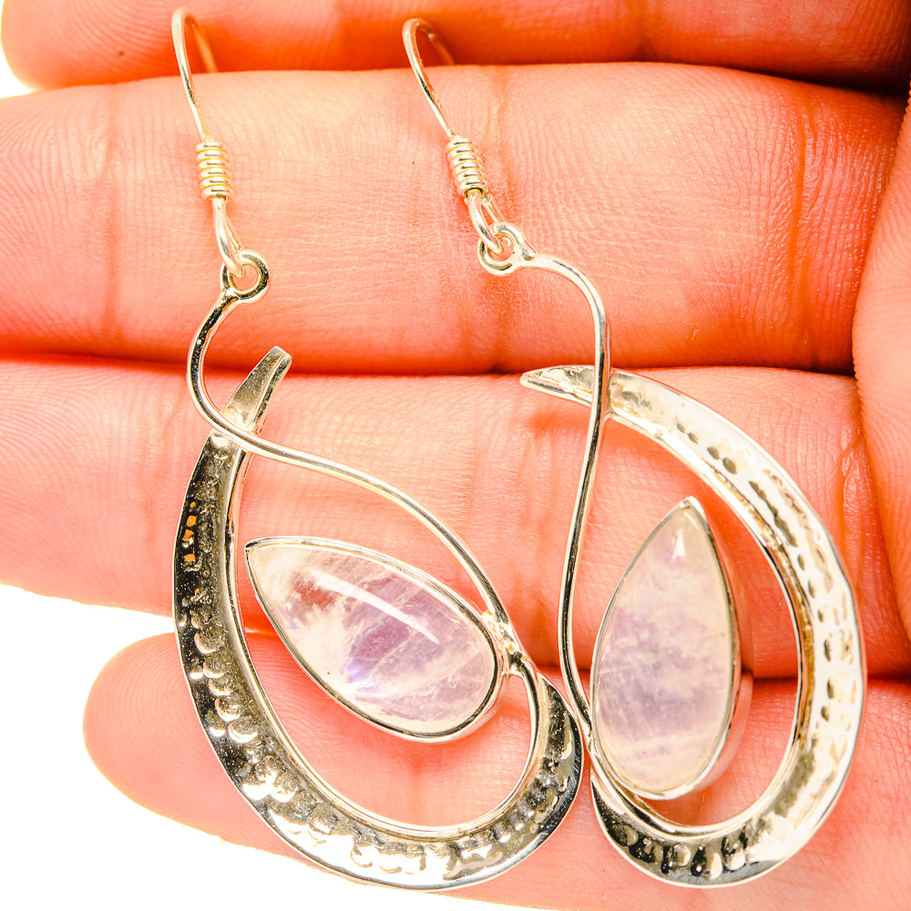 Rainbow Moonstone Earrings handcrafted by Anasilvercos - EARR419289