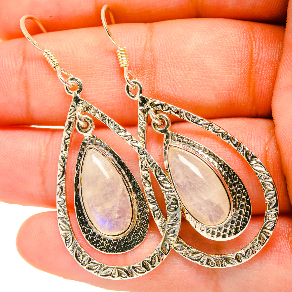 Rainbow Moonstone Earrings handcrafted by Anasilvercos - EARR419291