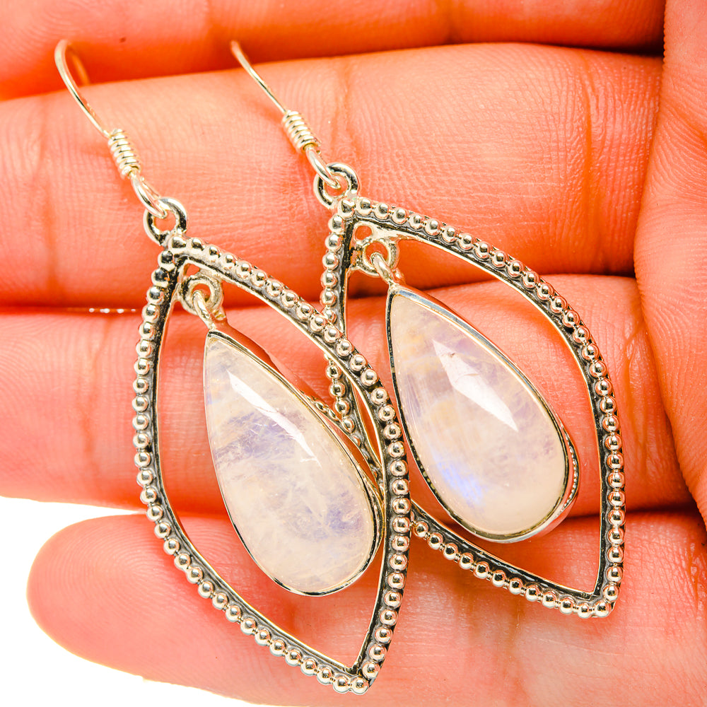 Rainbow Moonstone Earrings handcrafted by Anasilvercos - EARR419293