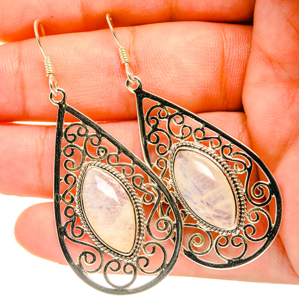 Rainbow Moonstone Earrings handcrafted by Anasilvercos - EARR419295