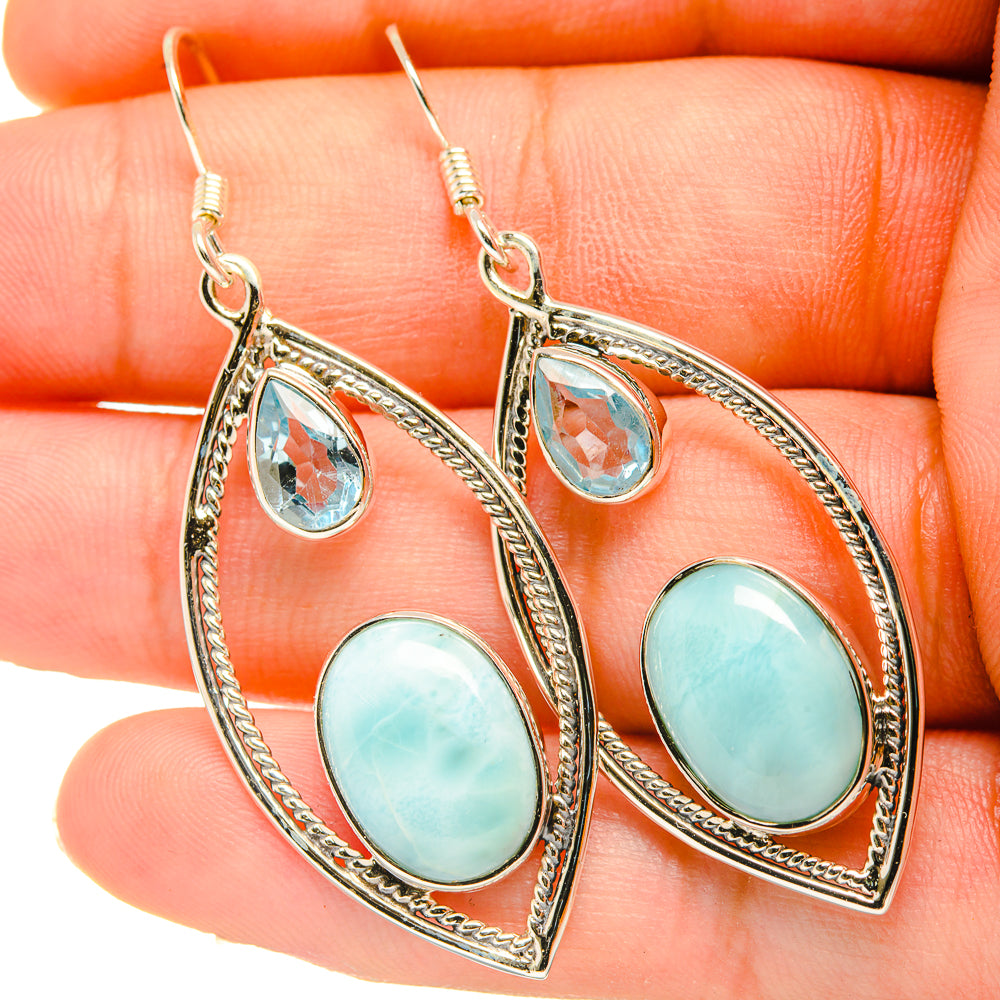 Larimar, Blue Topaz Earrings handcrafted by Anasilvercos - EARR419301