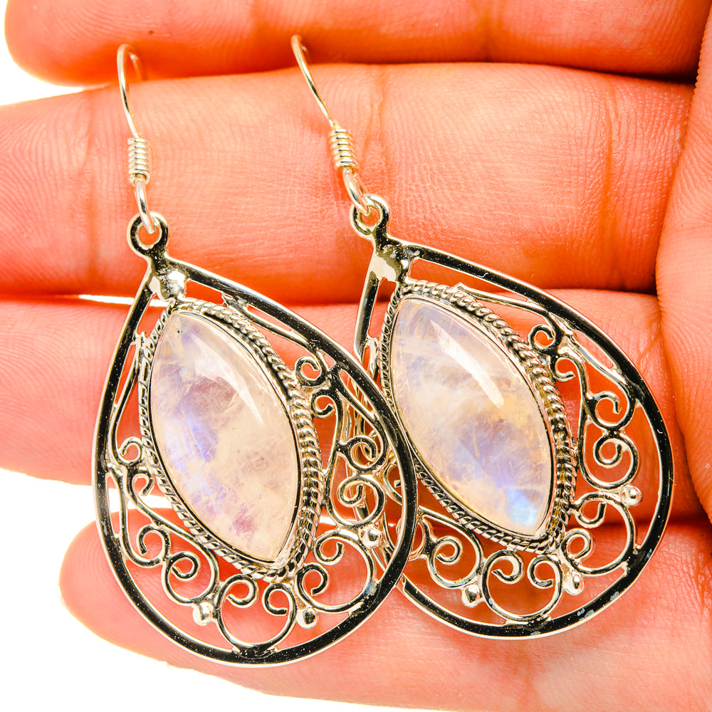Rainbow Moonstone Earrings handcrafted by Anasilvercos - EARR419306