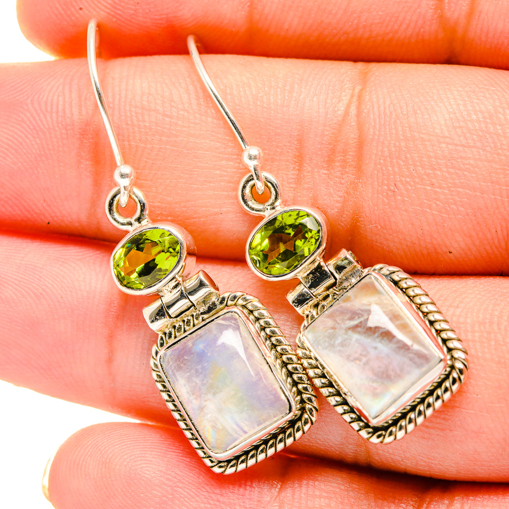 Rainbow Moonstone Earrings handcrafted by Anasilvercos - EARR419321