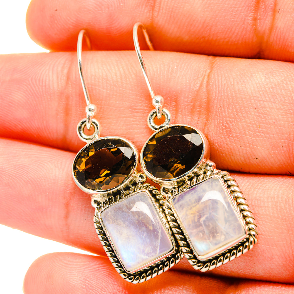 Rainbow Moonstone Earrings handcrafted by Anasilvercos - EARR419327