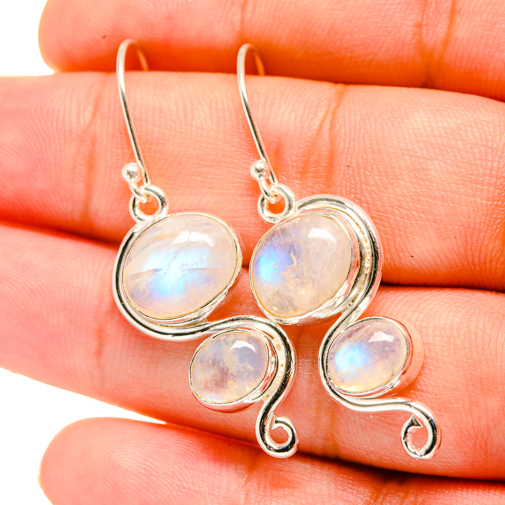 Rainbow Moonstone Earrings handcrafted by Anasilvercos - EARR419333