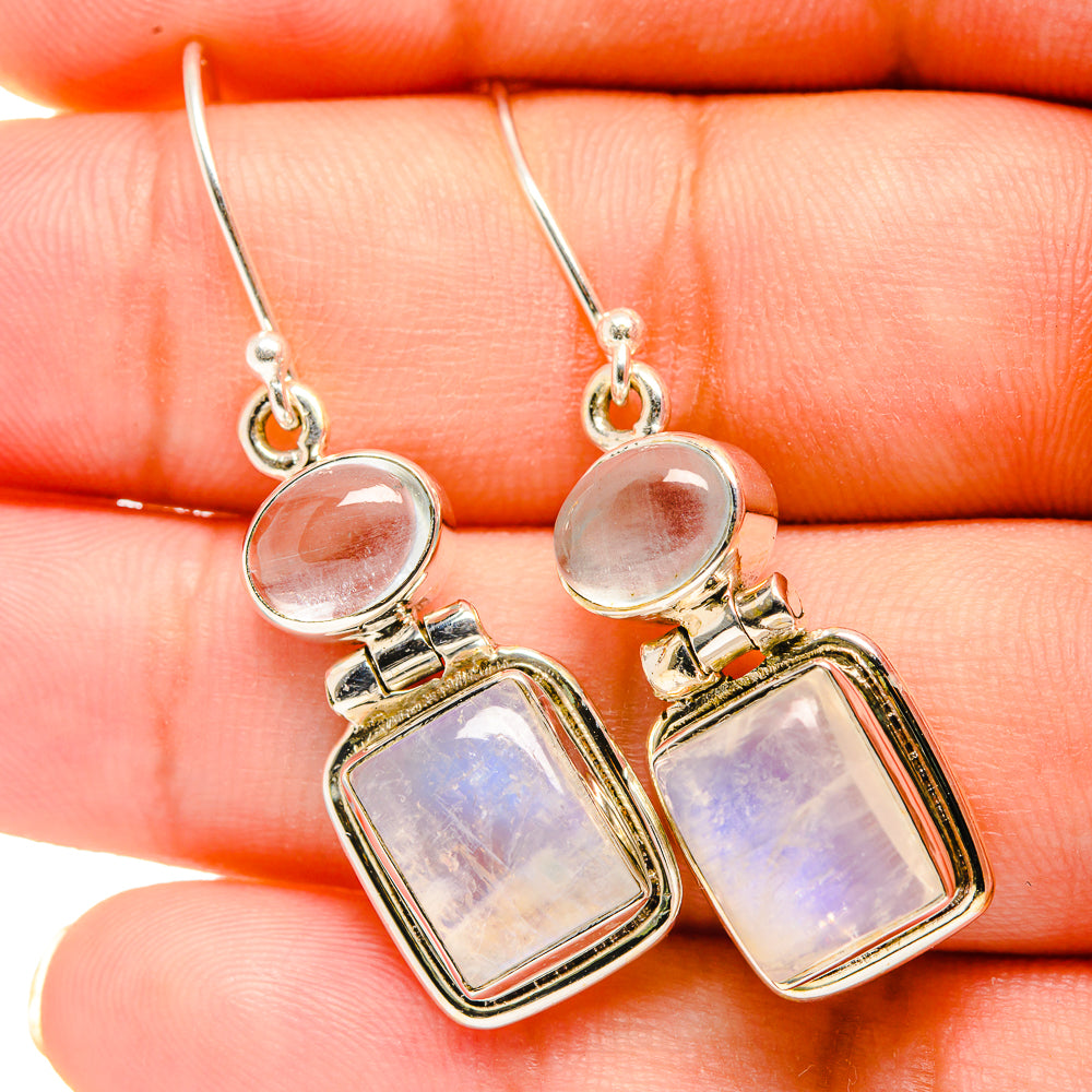 Rainbow Moonstone Earrings handcrafted by Anasilvercos - EARR419344