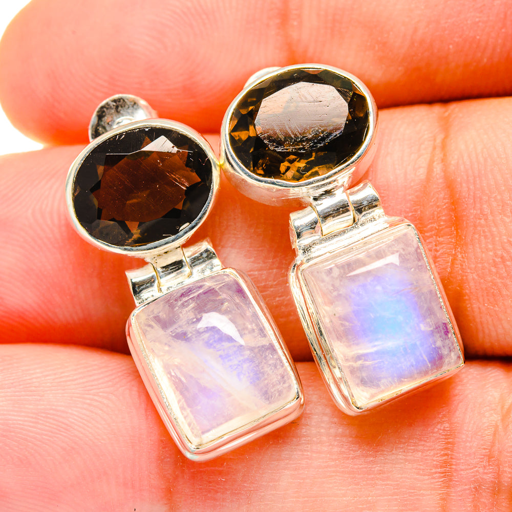 Rainbow Moonstone Earrings handcrafted by Anasilvercos - EARR419346