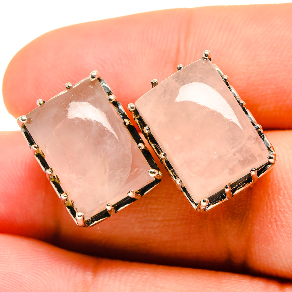 Rose Quartz Earrings handcrafted by Anasilvercos - EARR419347