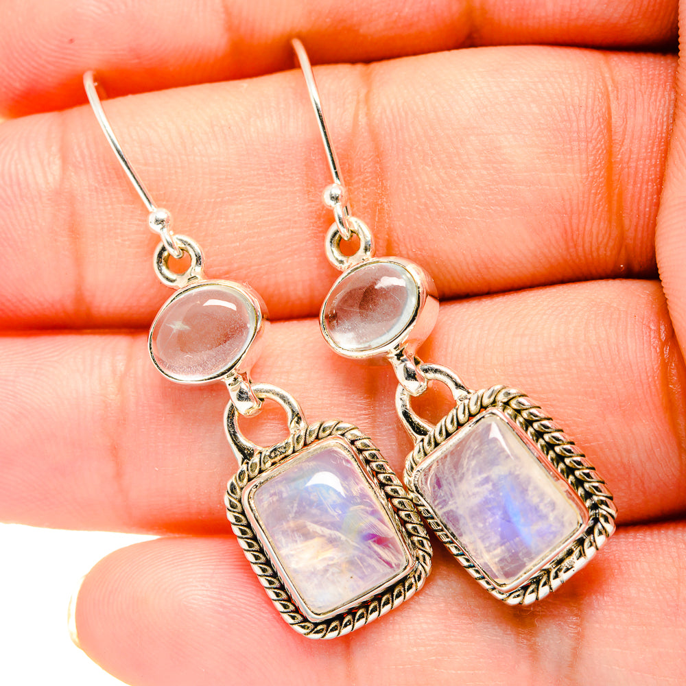 Rainbow Moonstone Earrings handcrafted by Anasilvercos - EARR419349