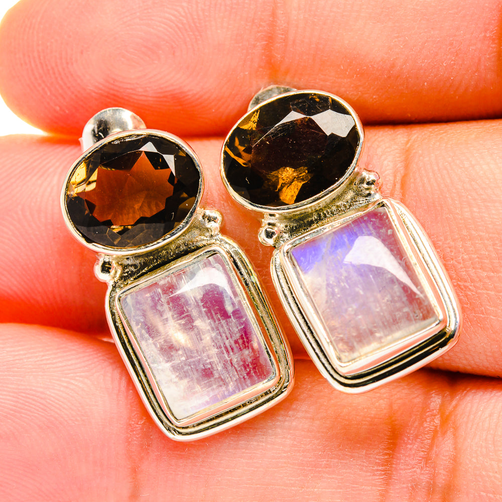 Rainbow Moonstone Earrings handcrafted by Anasilvercos - EARR419352