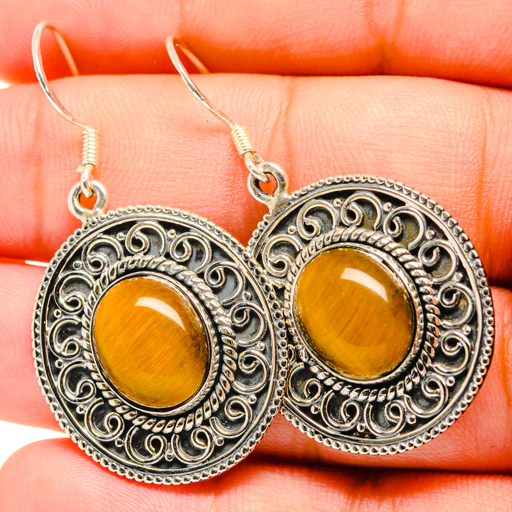 Tiger Eye Earrings handcrafted by Anasilvercos - EARR419355