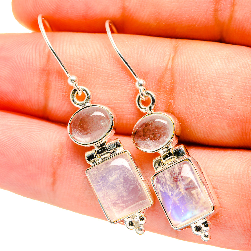 Rainbow Moonstone Earrings handcrafted by Anasilvercos - EARR419360