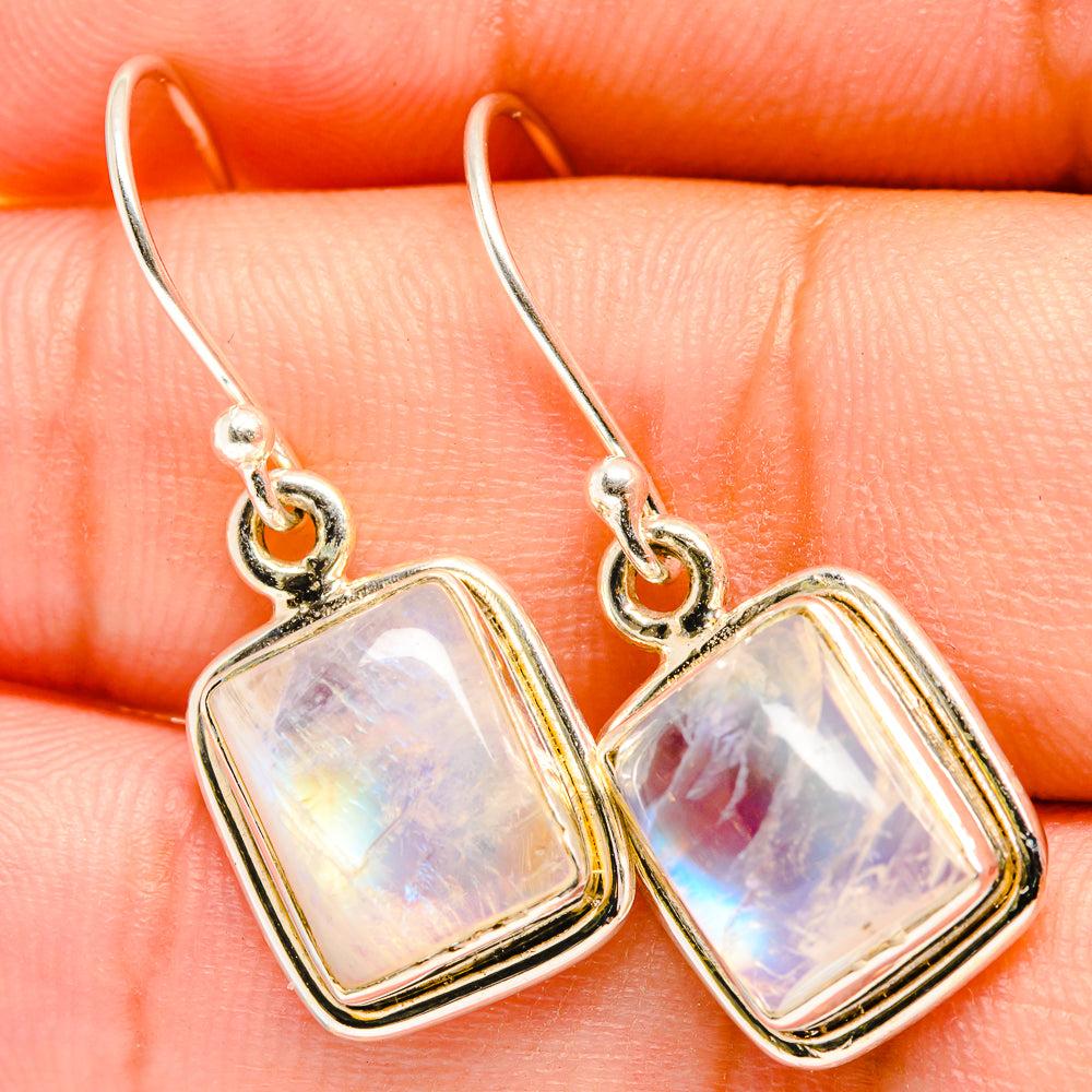 Rainbow Moonstone Earrings handcrafted by Anasilvercos - EARR419365