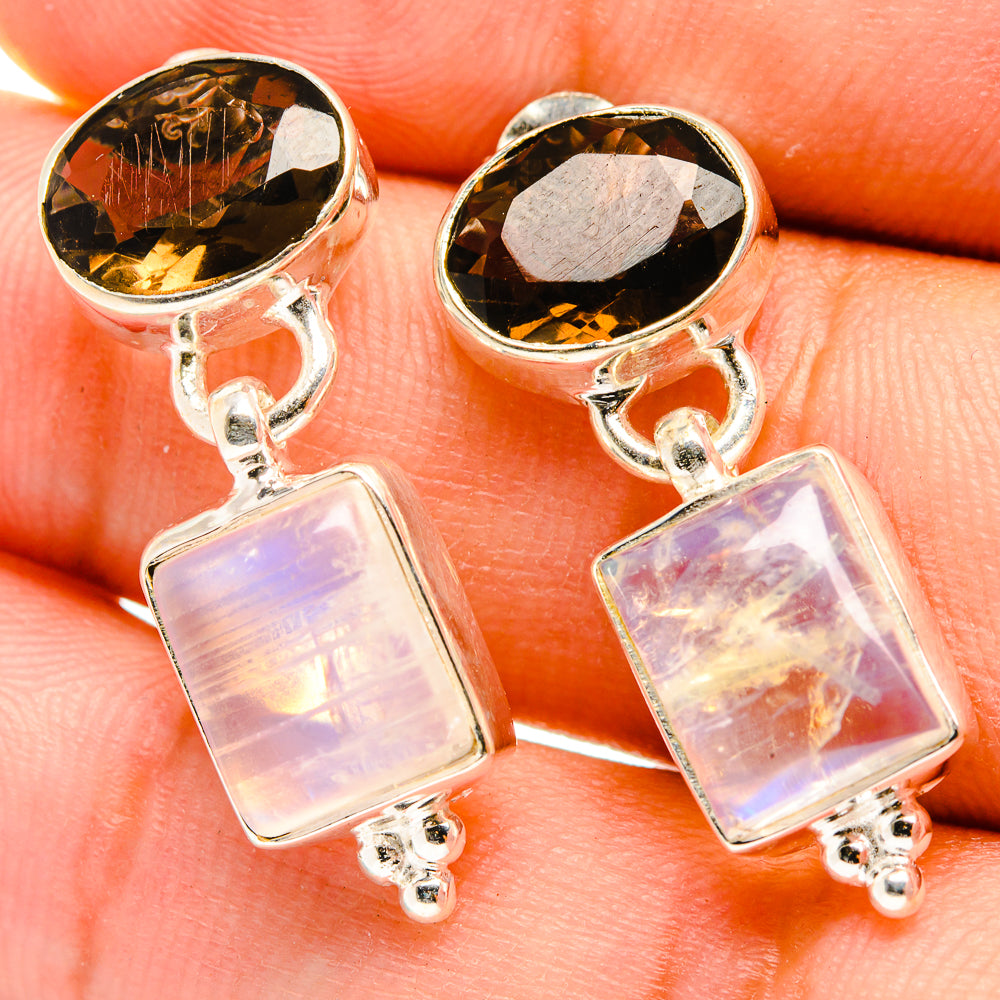 Rainbow Moonstone Earrings handcrafted by Anasilvercos - EARR419370
