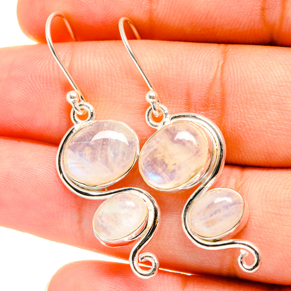 Rainbow Moonstone Earrings handcrafted by Anasilvercos - EARR419381