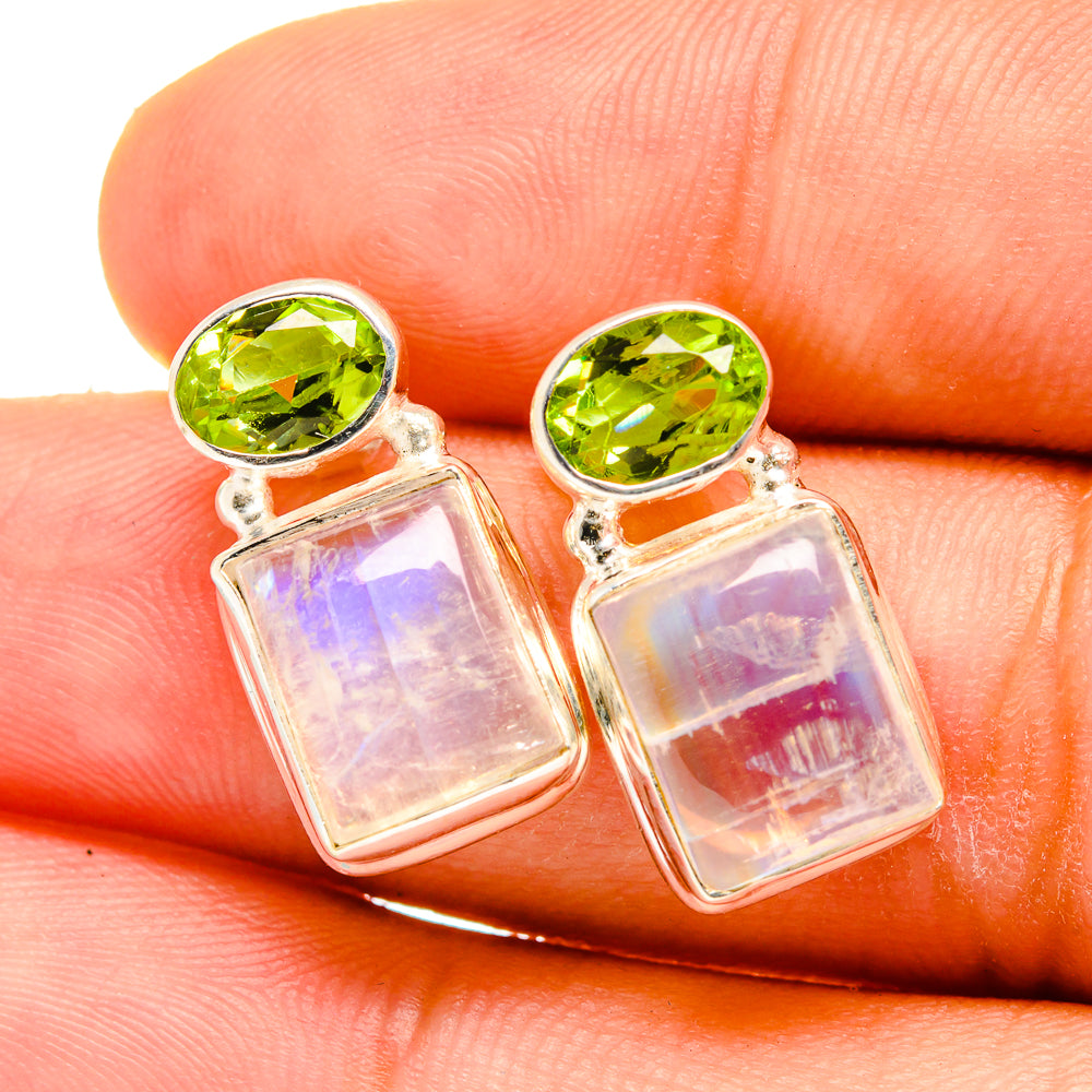 Rainbow Moonstone Earrings handcrafted by Anasilvercos - EARR419382