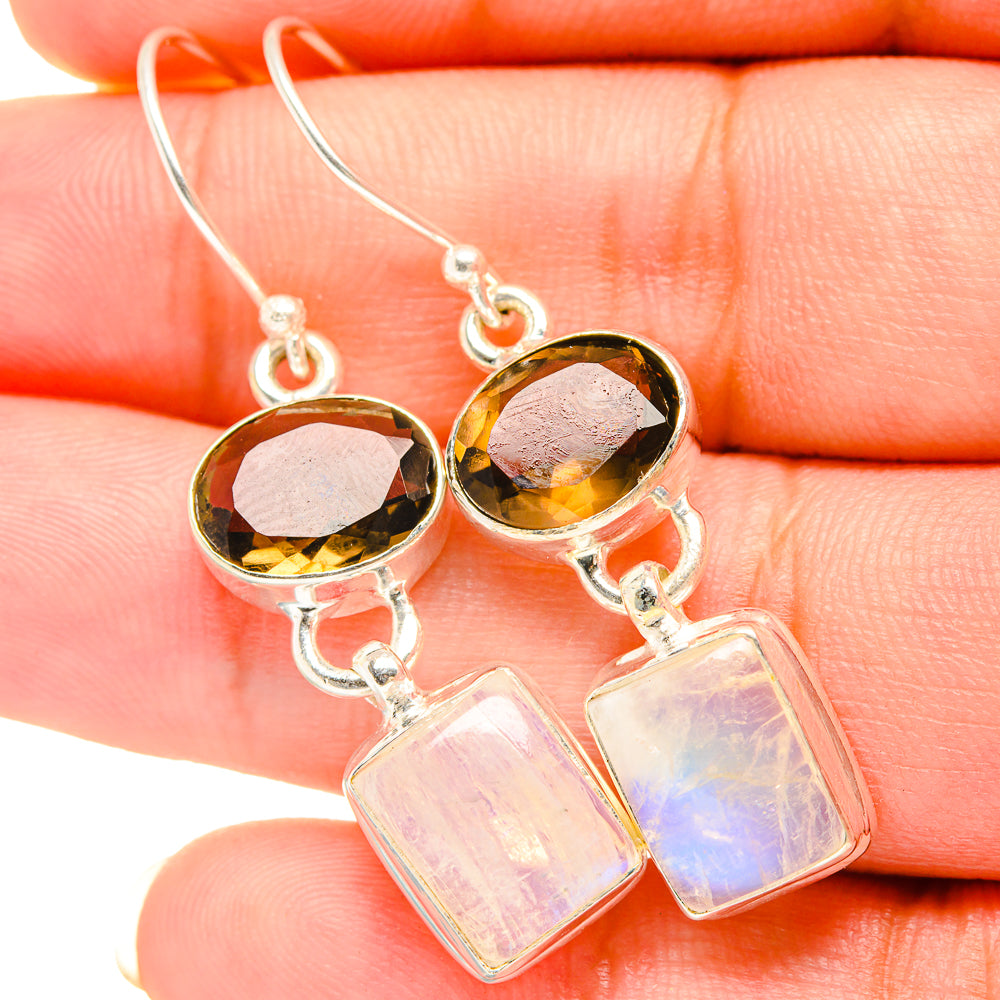 Rainbow Moonstone Earrings handcrafted by Anasilvercos - EARR419388