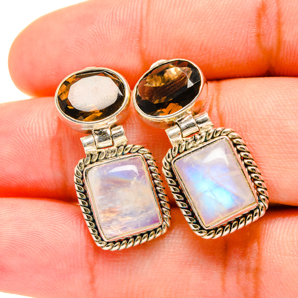 Rainbow Moonstone Earrings handcrafted by Anasilvercos - EARR419390