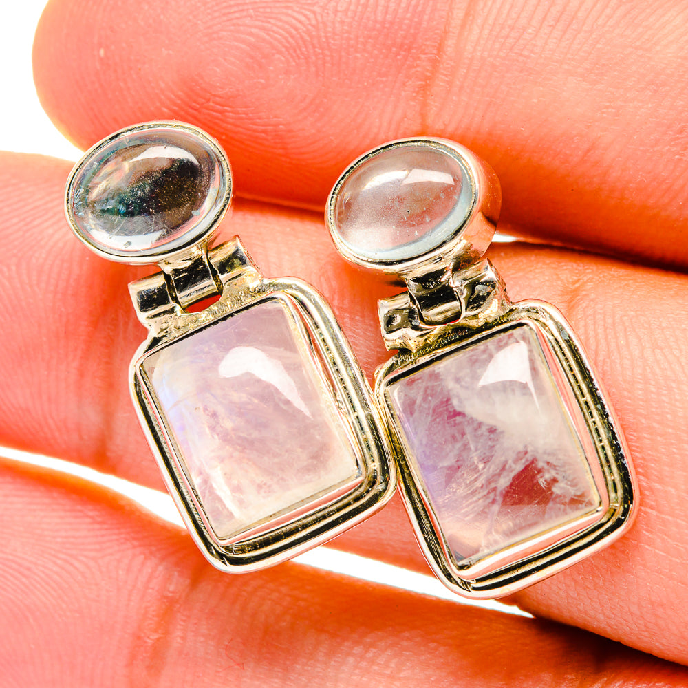 Rainbow Moonstone Earrings handcrafted by Anasilvercos - EARR419393