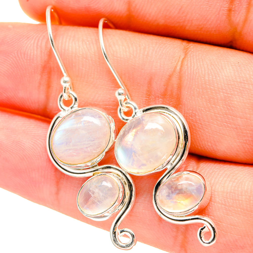 Rainbow Moonstone Earrings handcrafted by Anasilvercos - EARR419394