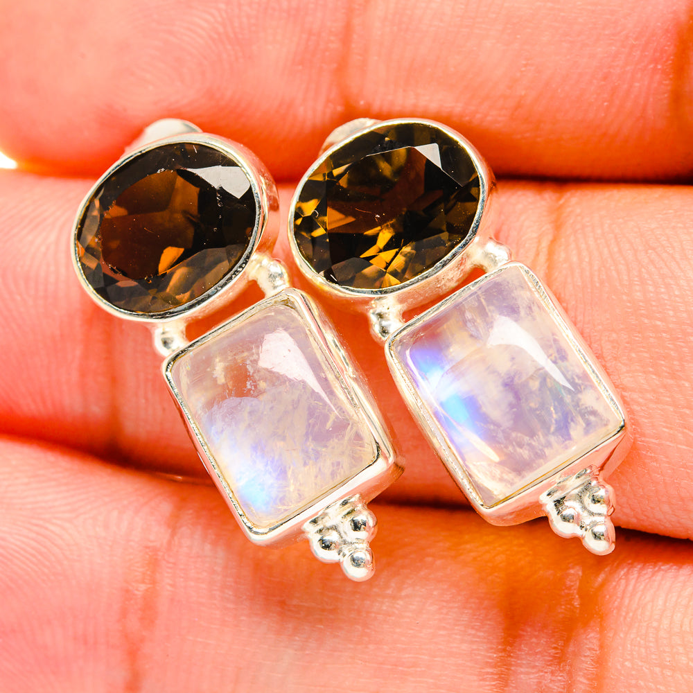 Rainbow Moonstone Earrings handcrafted by Anasilvercos - EARR419403