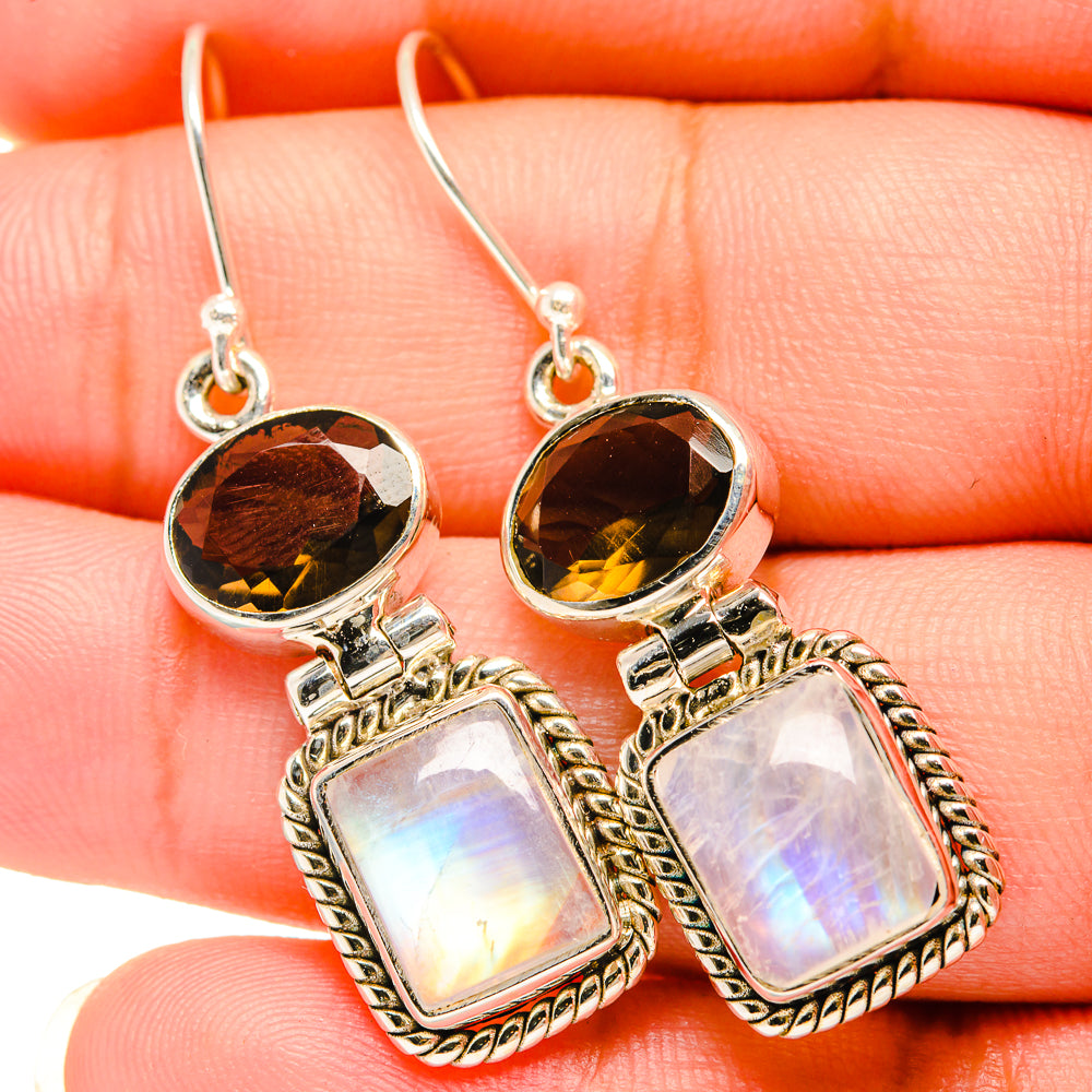 Rainbow Moonstone Earrings handcrafted by Anasilvercos - EARR419406