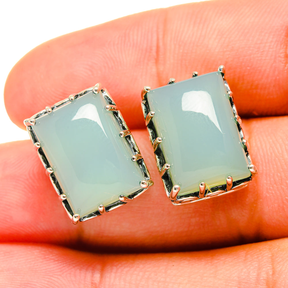 Aqua Chalcedony Earrings handcrafted by Anasilvercos - EARR419408
