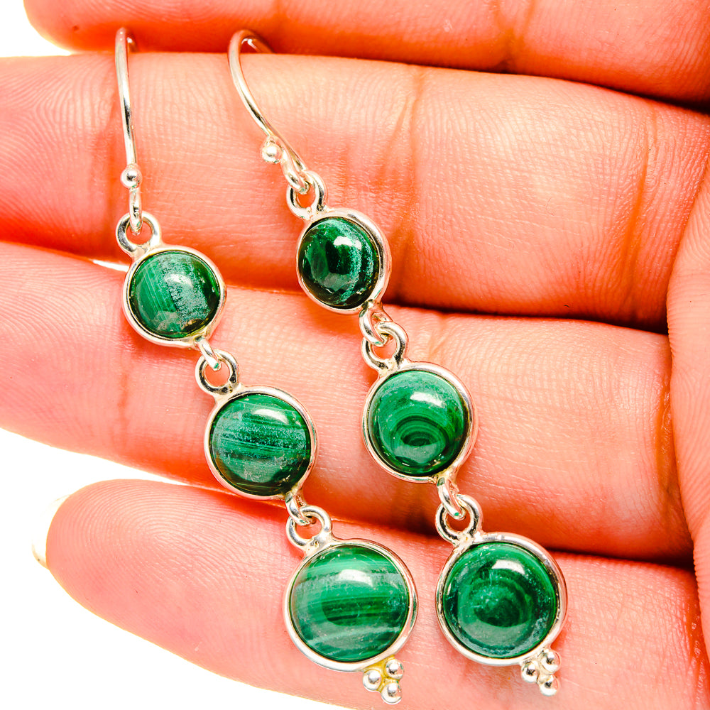 Malachite Earrings handcrafted by Anasilvercos - EARR419411