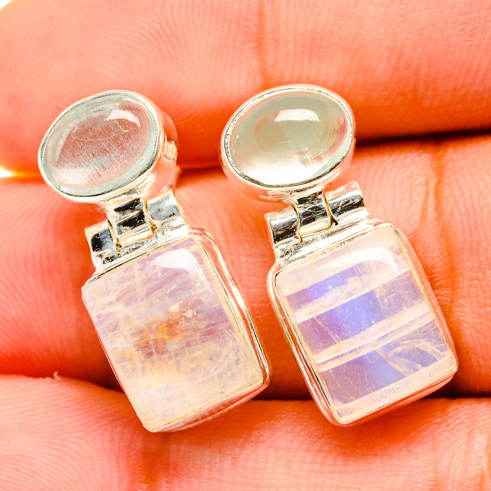 Rainbow Moonstone Earrings handcrafted by Anasilvercos - EARR419414