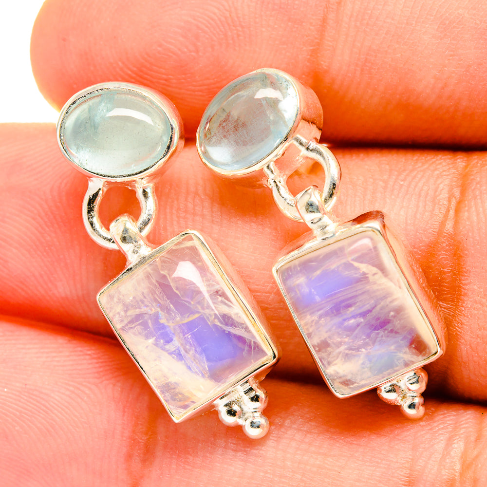 Rainbow Moonstone Earrings handcrafted by Anasilvercos - EARR419417